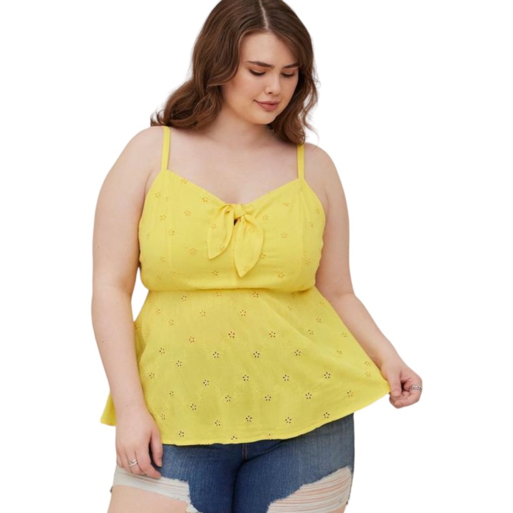 Torrid Yellow Peplum Eyelet Cami Size 0 NWT